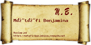 Mátéfi Benjamina névjegykártya